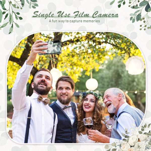 Kanayu 8 Pack Bulk Disposable Camera for Wedding, 35mm Single Use It with Flash Disposable Cameras One Time Photo Tool for Wedding Anniversary Travel Camp Party Supplies(Eucalyptus Leaves) - Image 3